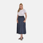 TAMSY 100% Viscose Daisy Smocked Waist Culotte (One Size) - Blue