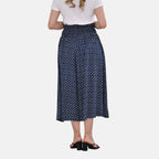 TAMSY 100% Viscose Daisy Smocked Waist Culotte (One Size) - Blue