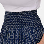 TAMSY 100% Viscose Daisy Smocked Waist Culotte (One Size Curve) - Blue