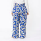 TAMSY Big Floral Pattern Trouser (Size L 16-18) - Blue