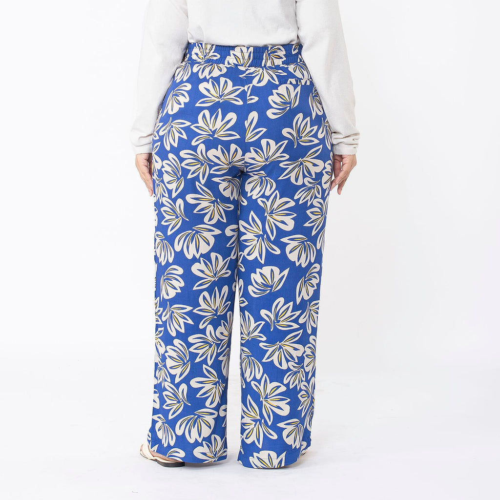 TAMSY Big Floral Pattern Trouser (Size XXL 24-26) - Blue