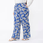 TAMSY Big Floral Pattern Trouser (Size XXL 24-26) - Blue