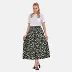 TAMSY 100% Viscose Floral Pattern Smocked Waist Culotte (One Size Curve) - Green