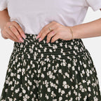 TAMSY 100% Viscose Floral Pattern Smocked Waist Culotte (One Size Curve) - Green