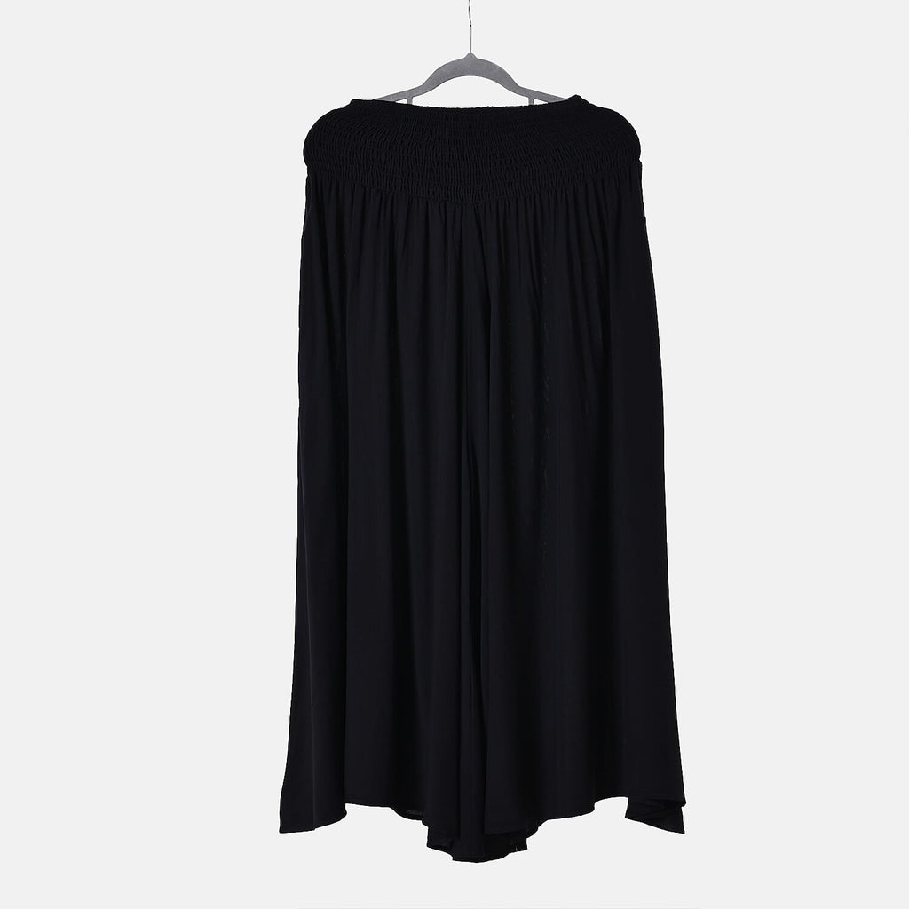TAMSY 100% Viscose Smocked Waist Culottes (One Size) - Black