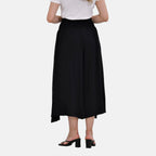 TAMSY 100% Viscose Smocked Waist Culottes (One Size Curve) - Black