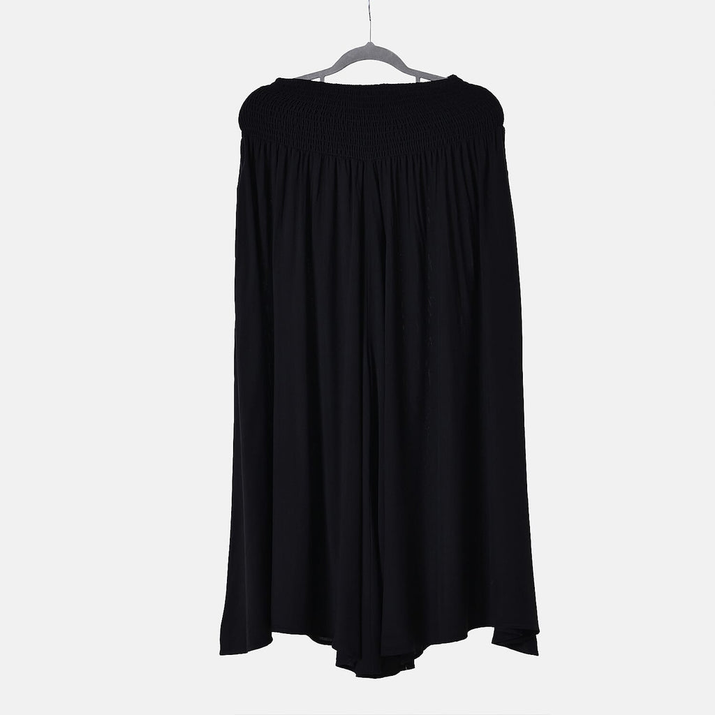 TAMSY 100% Viscose Smocked Waist Culottes (One Size Curve) - Black