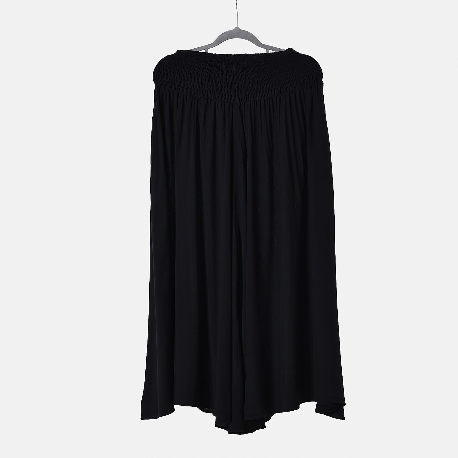 TAMSY 100% Viscose Smocked Waist Culottes (One Size Curve) - Black