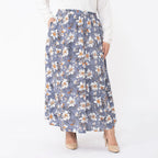 TAMSY 100% Viscose Floral Printed Skirt With Elastic on Waist (Size M) - Grey