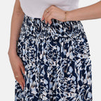 TAMSY 100% Viscose Elastic Waist Summer Floral Pattern Maxi Skirt (One Size) - Blue