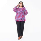 TAMSY 100% Viscose Floral Printed Full Sleeve Top with Smoking Cuffs (Size M, 12-14) - Pink