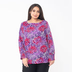 TAMSY 100% Viscose Floral Printed Full Sleeve Top with Smoking Cuffs (Size M, 12-14) - Pink