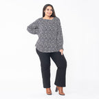 TAMSY 100% Viscose Floral Printed Bishop Sleeve Top  (Size L,16-18) - Navy