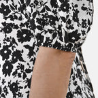 Tamsy 100% Viscose Floral Pattern Lace Trim Dress  - Black and Multi