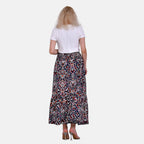 TAMSY 100% Viscose Elastic Waist Summer Floral Print Maxi Skirt (One Size) - Pink