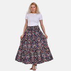 TAMSY 100% Viscose Elastic Waist Summer Floral Print Maxi Skirt (One Size) - Pink