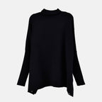 Tamsy Crew Neck Irregular Pattern Stripe Jumper (One Size Upto 18) - Black 50% Viscose
