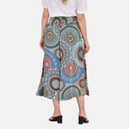 TAMSY 100% Viscose Mandala Pattern Smocked Waist Culotte (One Size Curve) - Blue
