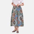 TAMSY 100% Viscose Mandala Pattern Smocked Waist Culotte (One Size Curve) - Blue