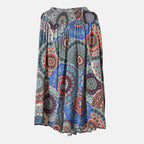 TAMSY 100% Viscose Mandala Pattern Smocked Waist Culotte (One Size Curve) - Blue