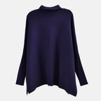 Tamsy Crew Neck Leaf Pattern Stripe Jumper (Size Upto 18) - Blue - White 50% Viscose