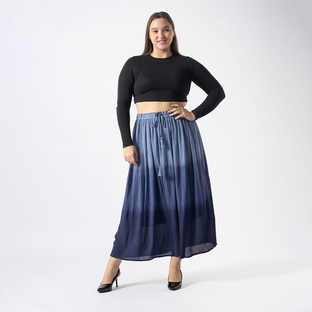 Tamsy Viscose Ombre Long Skirt (Size XXL
