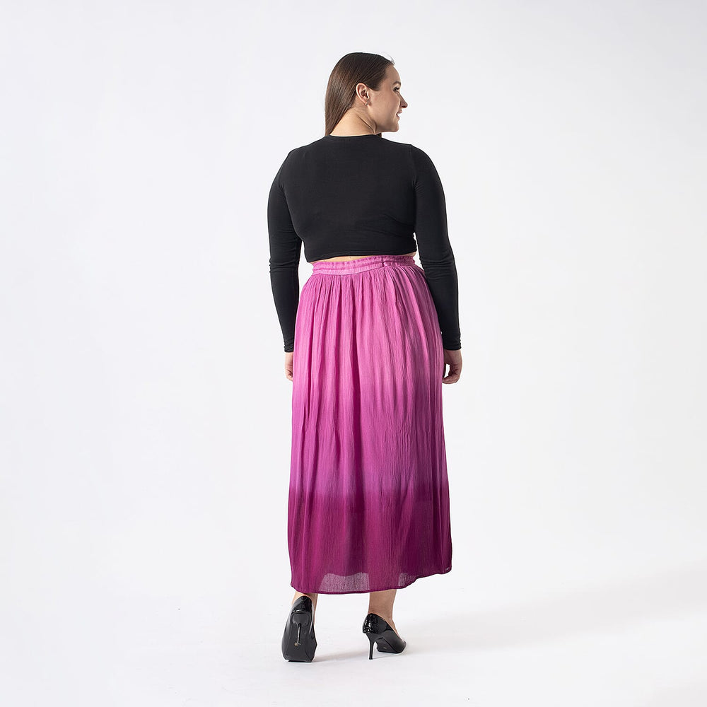 Tamsy Viscose Ombre Long Skirt (Size M, 12-14) - Pink Ombre