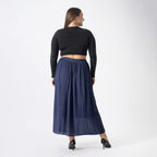 Tamsy Viscose Ombre Long Skirt (Size L, 16-18) - Navy