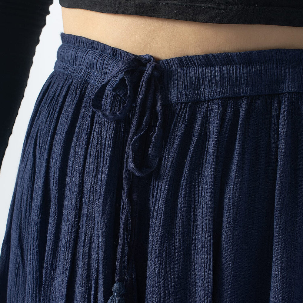 Tamsy Viscose Ombre Long Skirt (Size L, 16-18) - Navy