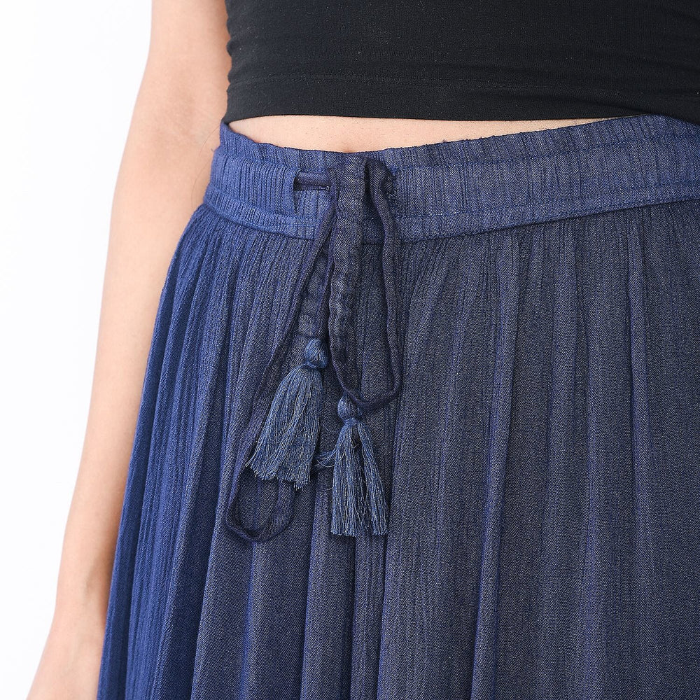 Tamsy Viscose Ombre Long Skirt (Size L, 16-18) - Navy