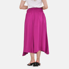 Tamsy 100% Viscose Floral Pattern Smocked Waist Culottes (One Size) - Purple