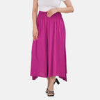 Tamsy 100% Viscose Floral Pattern Smocked Waist Culottes (One Size) - Purple