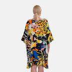 Closeout Deal 100% Viscose Womens Printed R-Neck Top (One Size) - Black & Multi