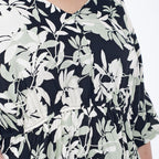 TAMSY 100% Viscose Floral Printed Dress with Elastic at Waist (One Size Curve) - Black