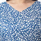 TAMSY 100% Viscose Floral Printed Dress with Elastic at Waist (One Size Curve) - Teal