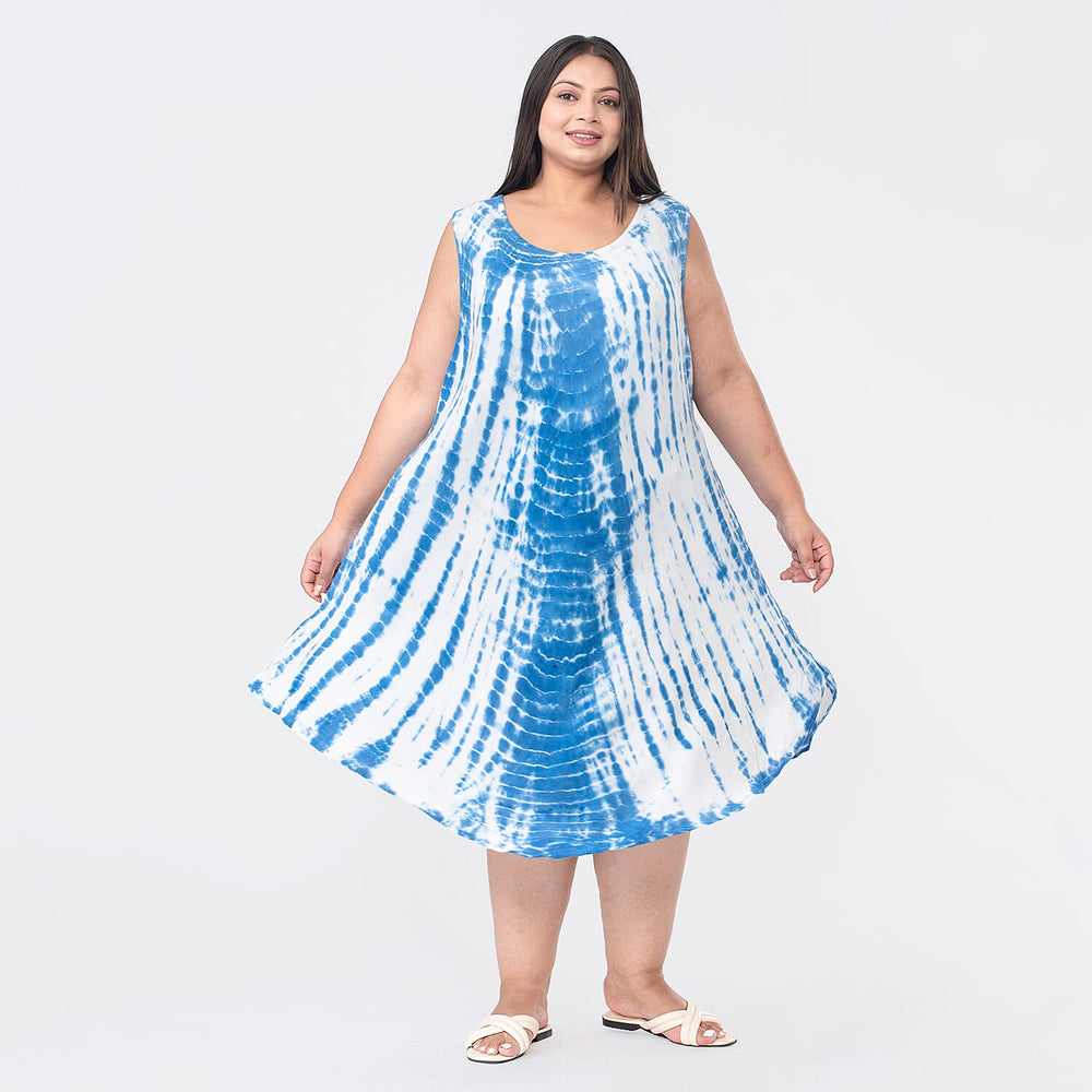 Tamsy 100% Viscose Tie Dye Dress (One Size, 8-18) - Blue
