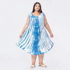 Tamsy 100% Viscose Tie Dye Dress (One Size, 8-18) - Blue