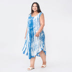 Tamsy 100% Viscose Tie Dye Dress (One Size, 8-18) - Blue