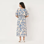 Tamsy Viscose Printed Dress (Size 128x1 cm) - Ecru & Black