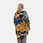 TAMSY 100% Viscose Whimsical Art Pattern Kimono (One Size) - Black & Multi