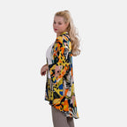 TAMSY 100% Viscose Whimsical Art Pattern Kimono (One Size) - Black & Multi