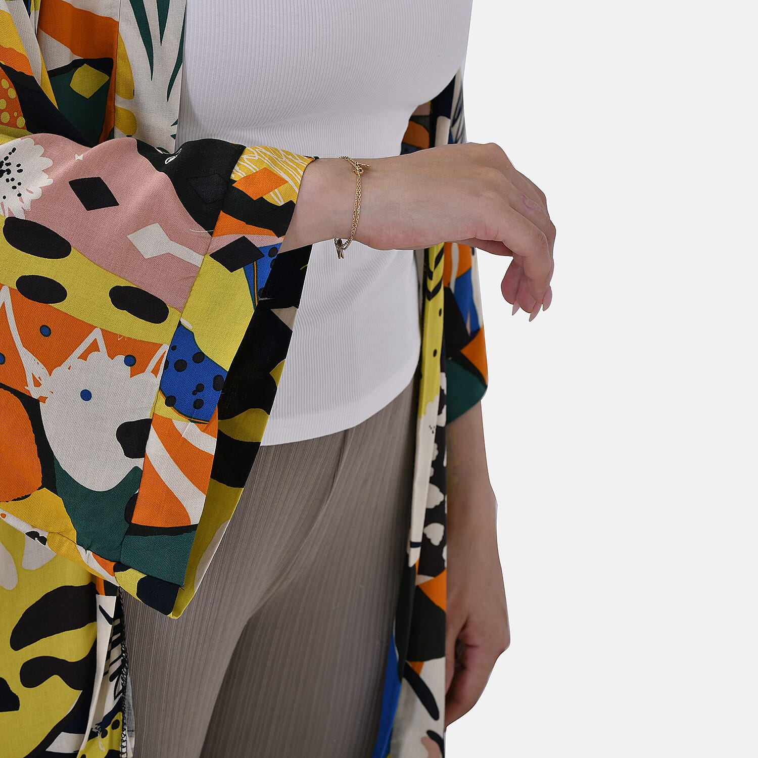 TAMSY 100% Viscose Whimsical Art Pattern Kimono (One Size) - Black & Multi