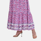100%Viscose Placement Print Boho Midi Dress (One Size 8 -18) - Purple
