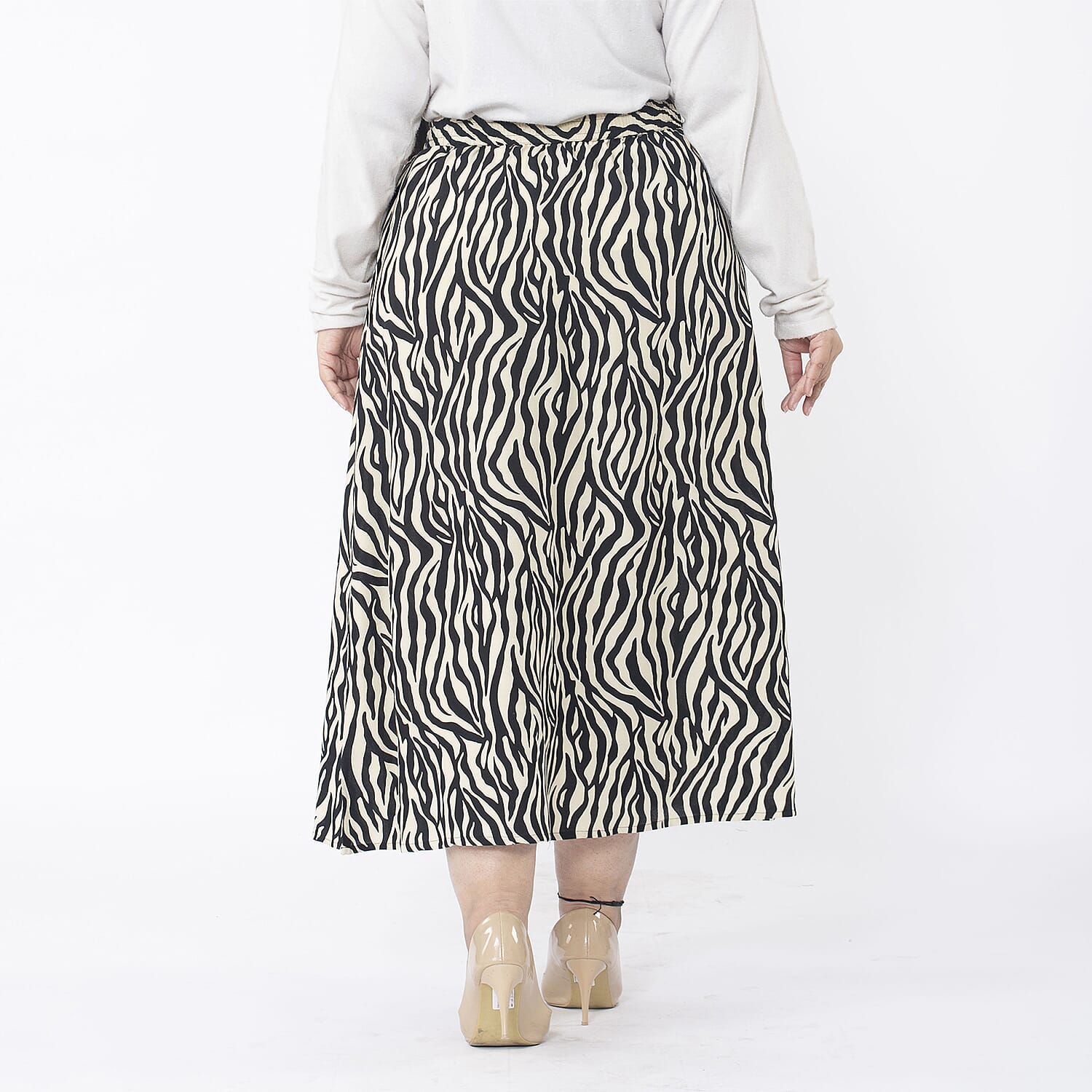 TAMSY 100% Viscose Printed Skirt with Elastic on Waist (Size XL) - Teal