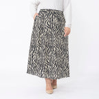 TAMSY 100% Viscose Printed Skirt with Elastic on Waist (Size L) - Teal
