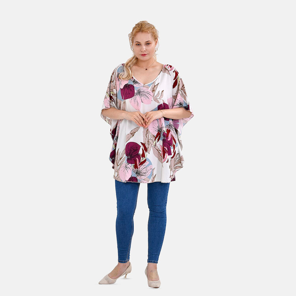 Tamsy Viscose Printed Top (Size 8 - 20) - Red & Green