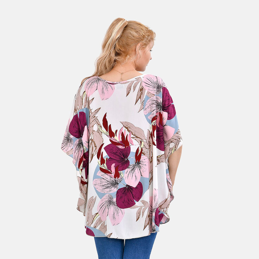Tamsy Viscose Printed Top (Size 8 - 20) - Red & Green