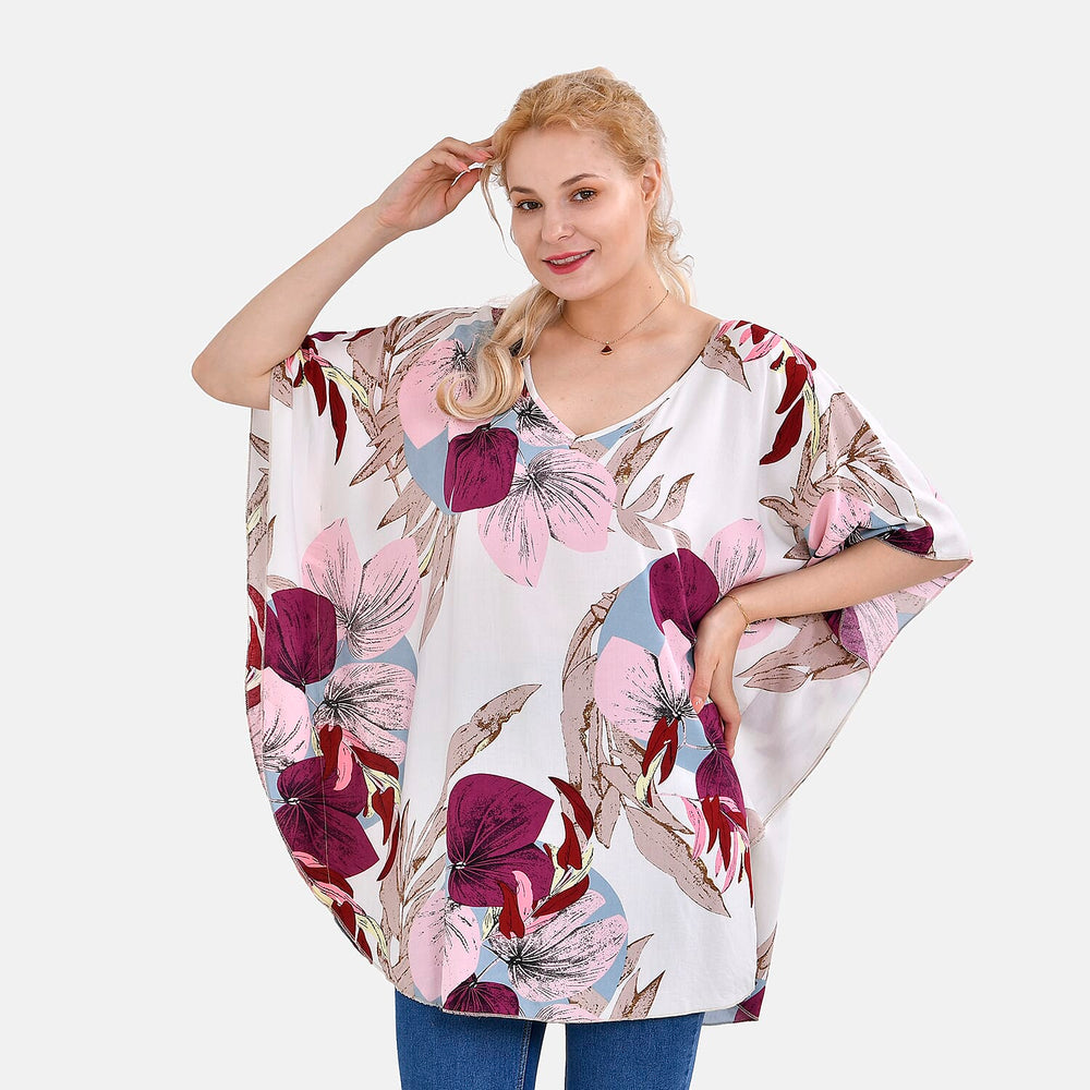 Tamsy Viscose Printed Top (Size 8 - 20) - Red & Green
