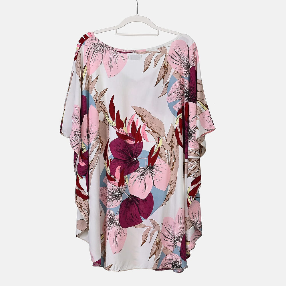 Tamsy Viscose Printed Top (Size 8 - 20) - Red & Green