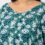 Tamsy 100% Viscose Cold Shoulder Longline Top (One Size,8-18) - Green and Navy